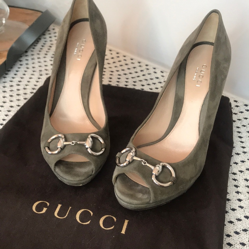 Suede olive with silver Gucci hardware